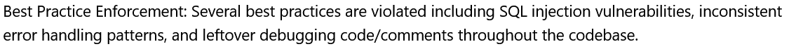 Best Practices Violation